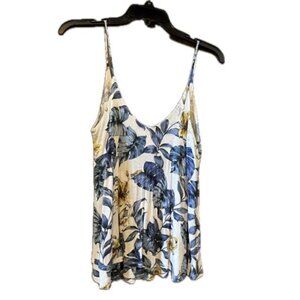 Kim & Cami blue & yellow floral print spaghetti strap cami top small